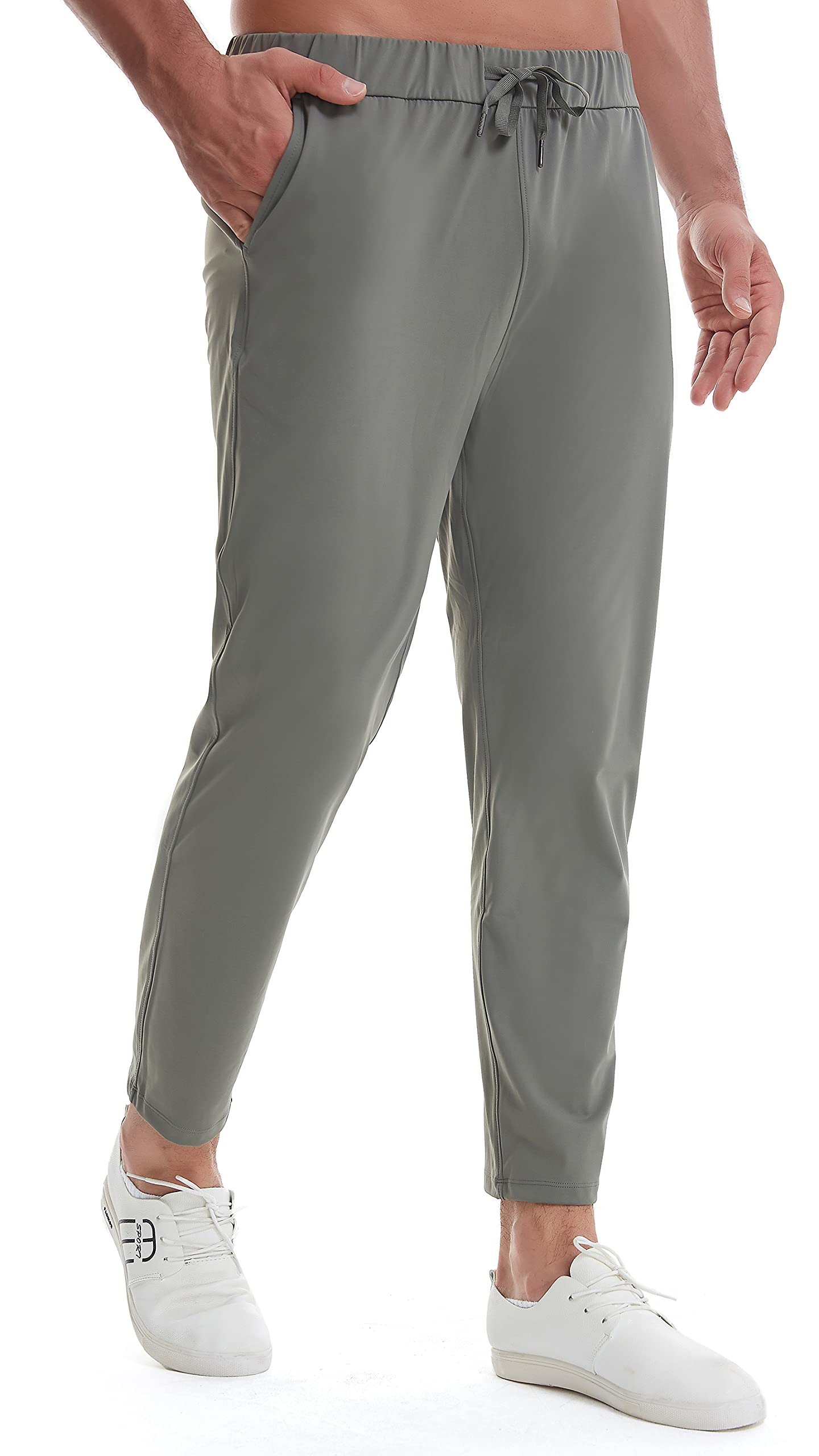 Mens Stretch Travel Pants 27" Inseam Quick Dry Light Weight Sweatpants Workout Casual Joggers with Pockets