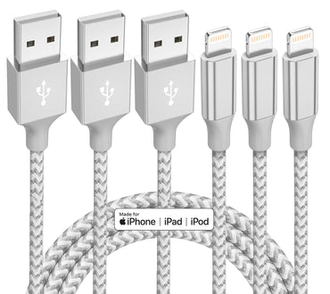 iPhone Charger 3 Pack 10 ft Apple MFi Certified Lightning Nylon Braided Cable Fast Charging Cord Compatible with iPhone 13 12 11 Pro Max XR XS X 8 7 6 Plus SE iPad and More