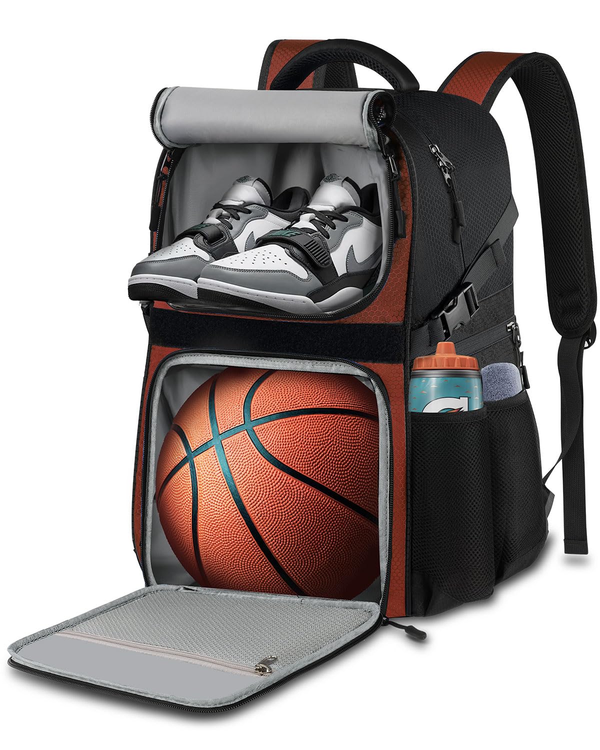 Basketball Bag Backpack with Ball Holder Shoes Compartment, Large Basketball Accessories Sports Bag