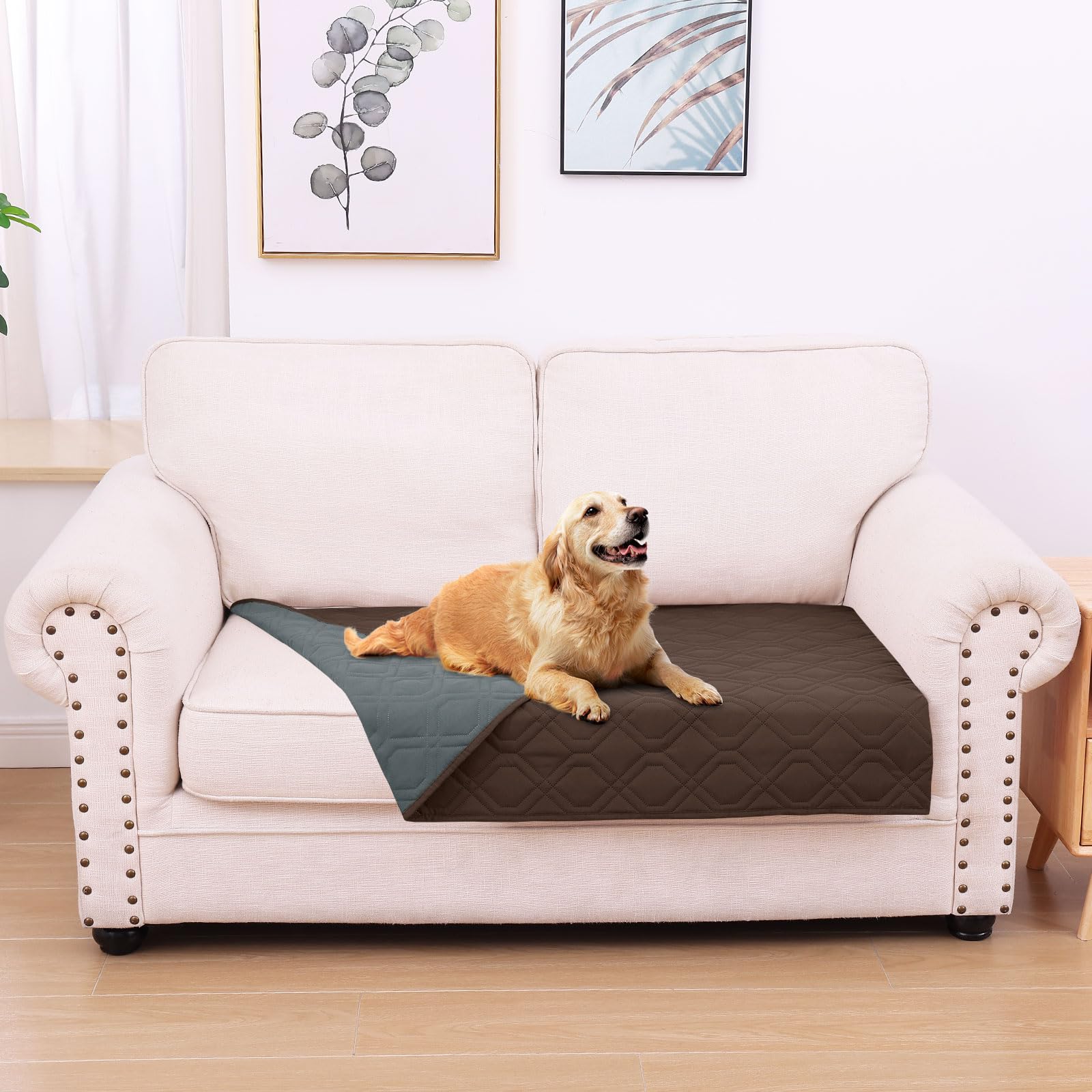 hyha Waterproof Dog Bed Blanket, Soft Pet Blankets, Waterproof Couch Cover for Dogs, Reversible Sofa Covers Washable for Furniture (30x70 Inch, Grey/Dark Grey)