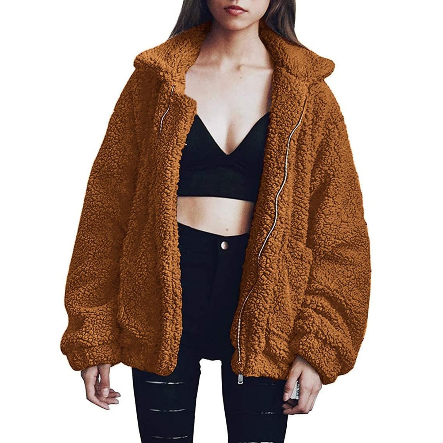 PRETTYGARDEN Women's Fashion Winter Coats Sherpa Fleece Faux Fur Shearling Oversized Trendy Jackets Warm Outerwear Clothing