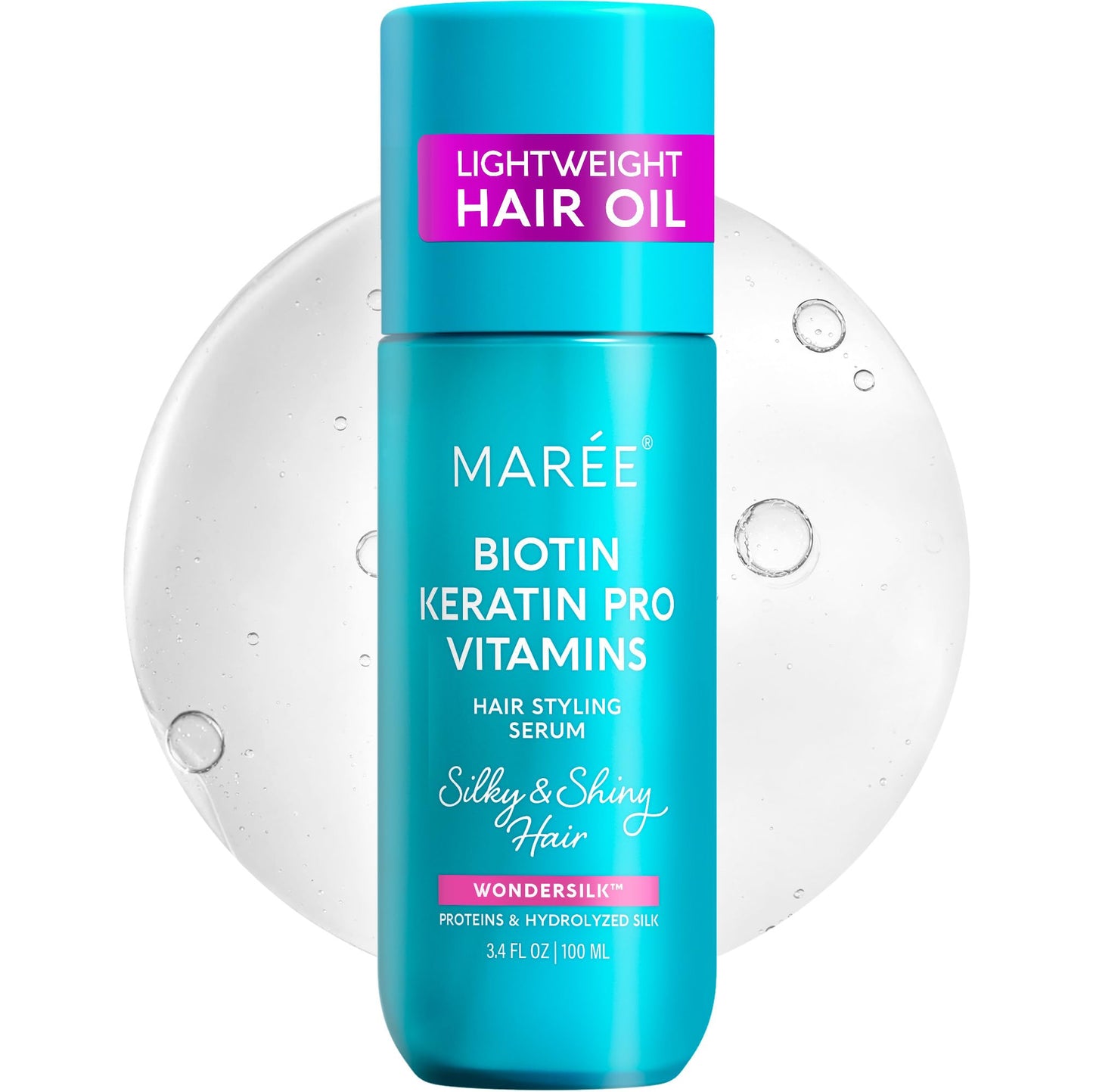 MAREE Hair Oil for Frizzy - Hair Vitamins A, E & B Keratin Styling Capsules with Jojoba & Argan Oil - Anti Frizz Serum for Women - Frizzy, Damaged, Dry and Curly - Sérum Gotas & Aceite Para el Cabello