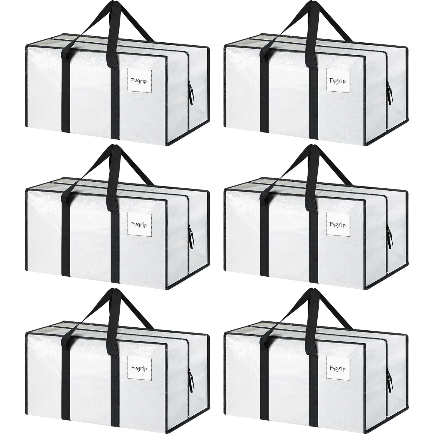 6 Pack Extra Heavy Duty Large Moving Bags with Strong Zipper & Comfortable Handles, Sturdy & Durable Clothes Storage Bags Totes Bins, Blue Packing Moving Boxes for College Supplies, Dark Blue