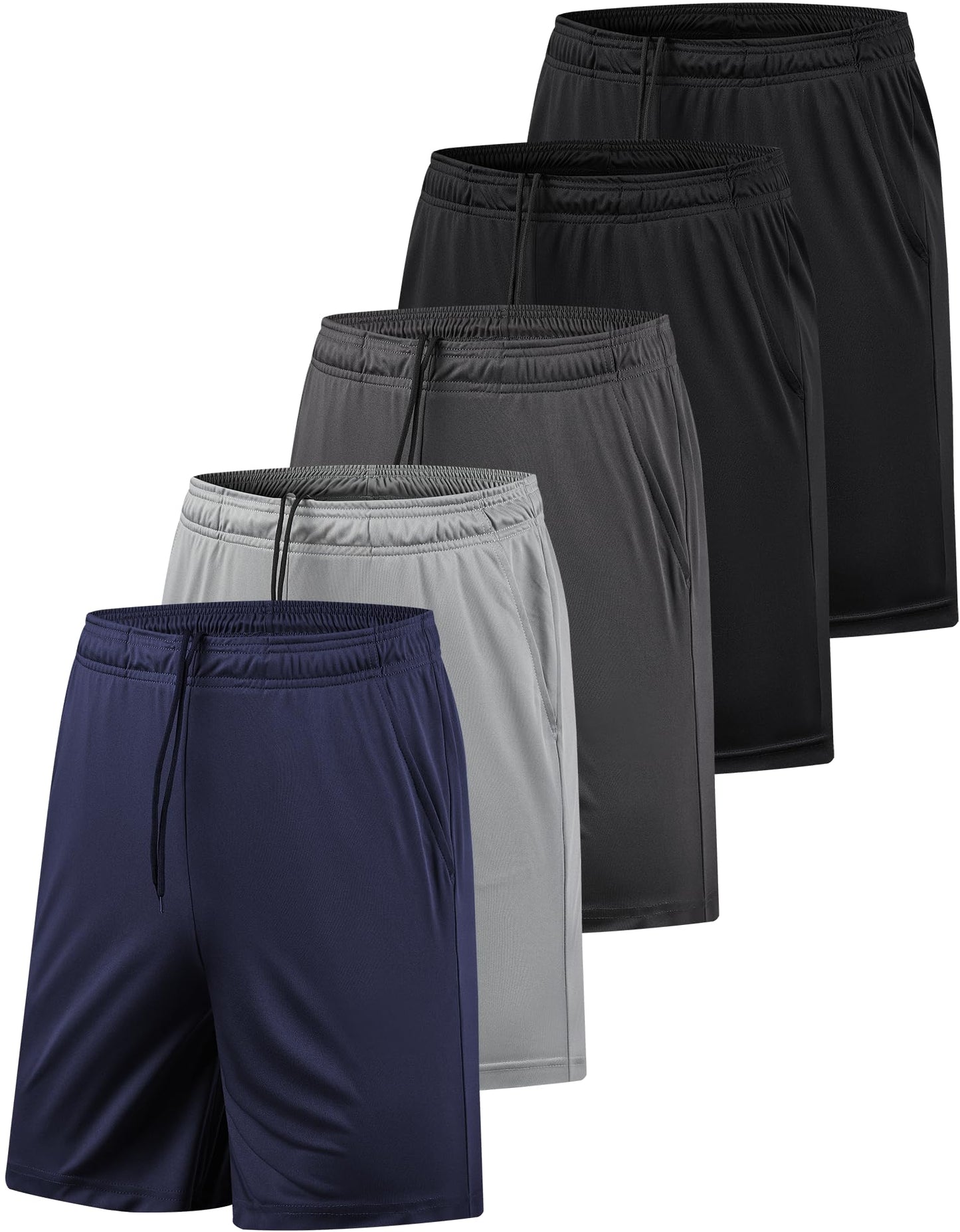 5 Pack Men's Athletic Gym Shorts with Pockets Quick Dry Activewear Workout Running Shorts for Men