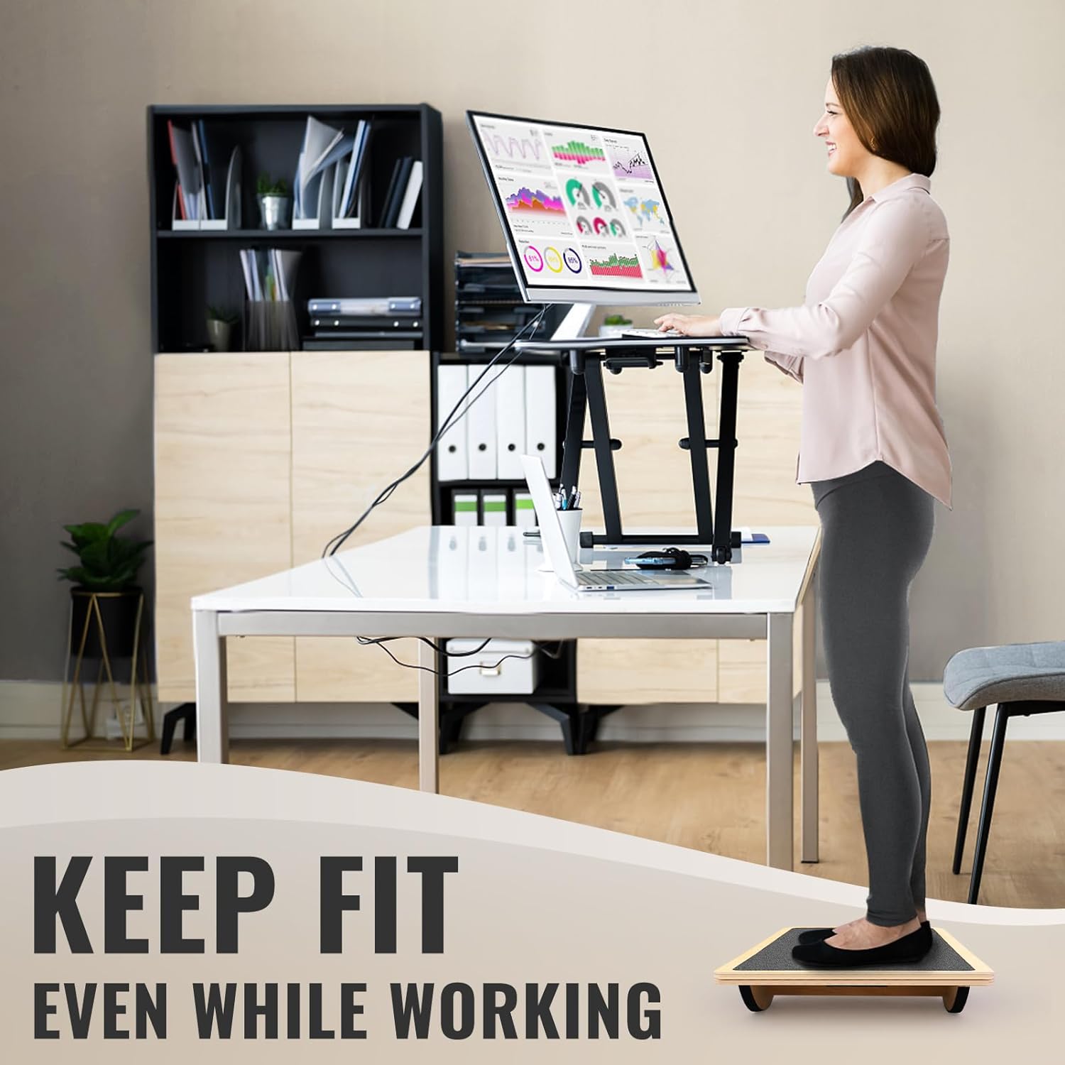 Professional Balance Board for Adults - Anti-Slip 350LBS Wobble Board for Physical Therapy, Standing Desk, Core Strength - Wooden Rocker Board