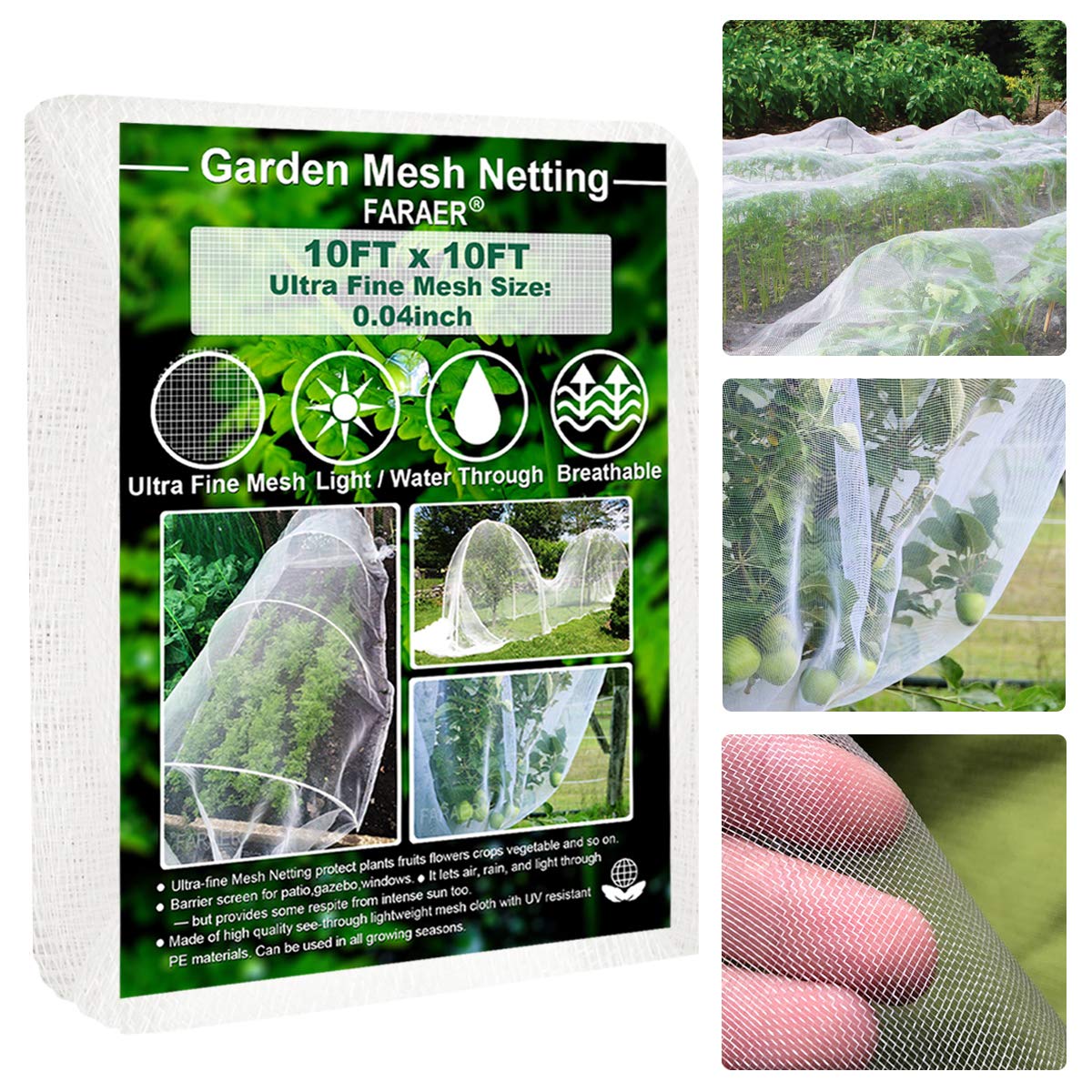 Garden Netting, Plant Covers 10x33Ft Net Ultra Fine Mesh Protection Netting for Vegetable Plants Fruits Flowers Crops Greenhouse Row Cover Raised Bed Barrier Screen Protection Net Cover