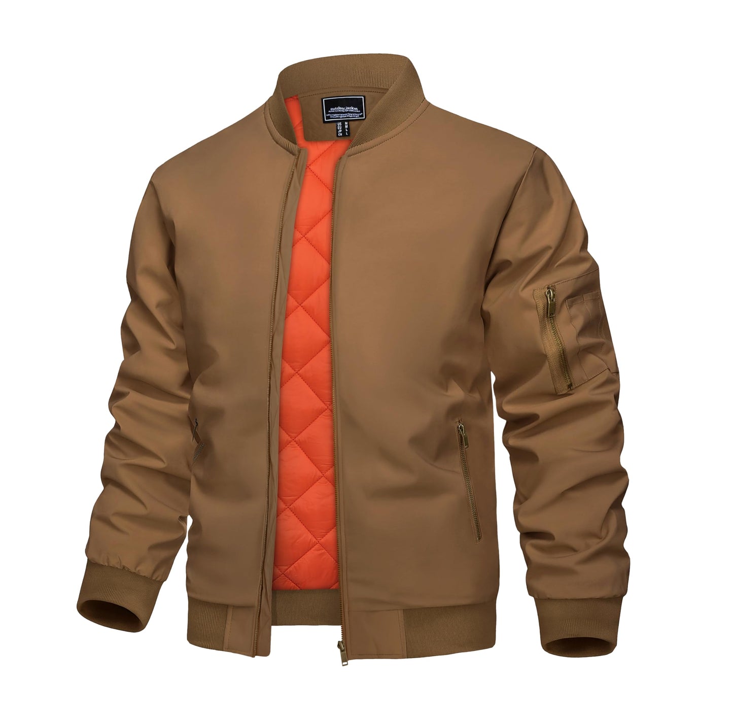 KEFITEVD Men's Jacket Casual Windproof Bomber Jackets Full Zip Windbreaker Warm Winter Padded Coats