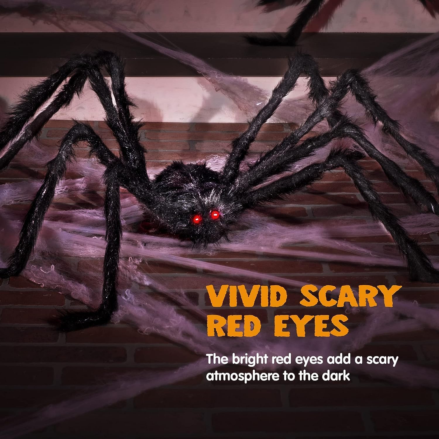 JOYIN 2 Pack 5 Ft Halloween Outdoor Decorations Hairy Black Spider, Scary Giant Spider, Fake Large Haunted House Props, Halloween Yard Lawn Decorations Party Indoor Decor