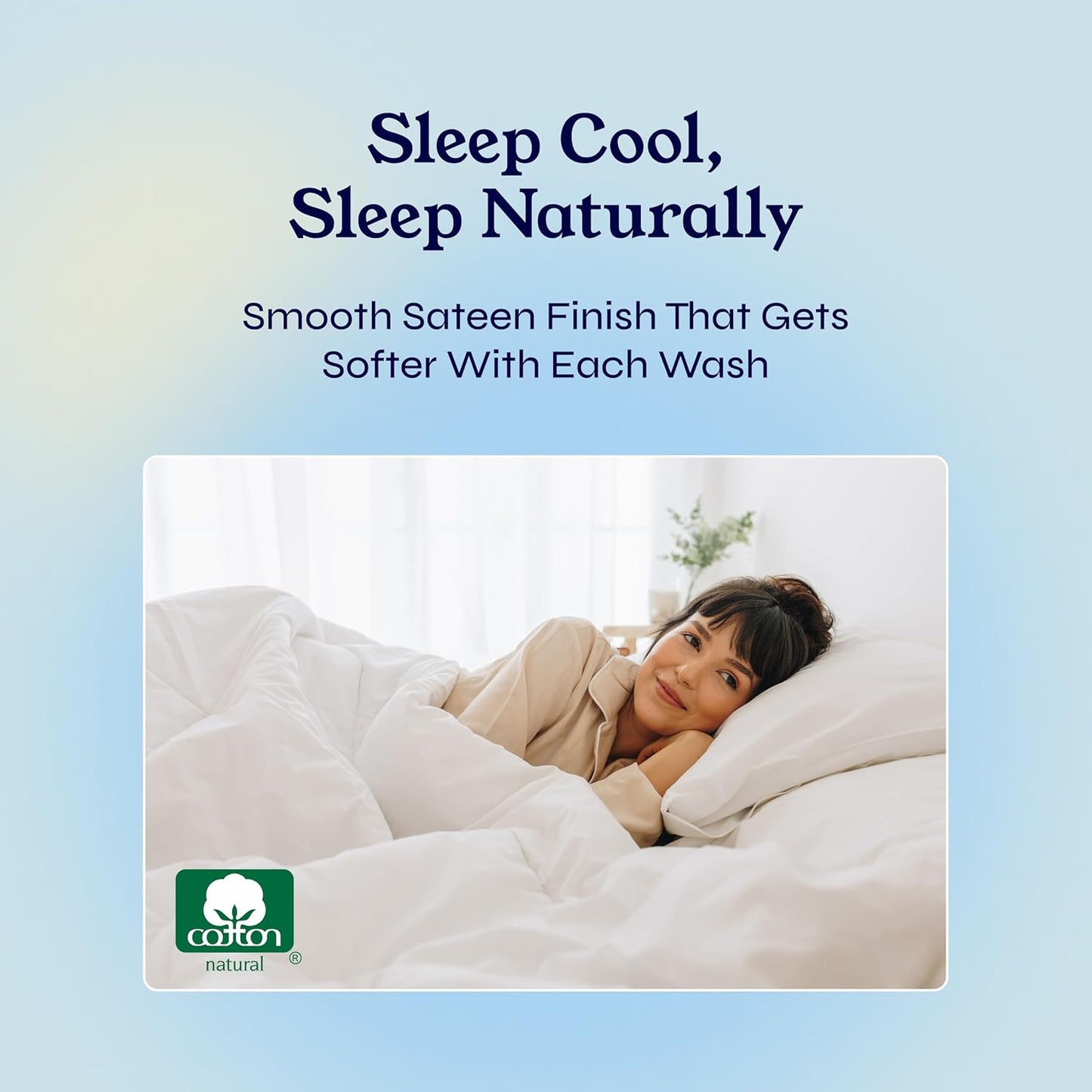 California Design Den Natural 100% Cotton Sheets Queen Size Bed Set - Soft 400 Thread Count Sateen, Queen Sheets, Deep Pockets with All Around Elastic for a Snug Fit, Cool & Durable Bedding - White