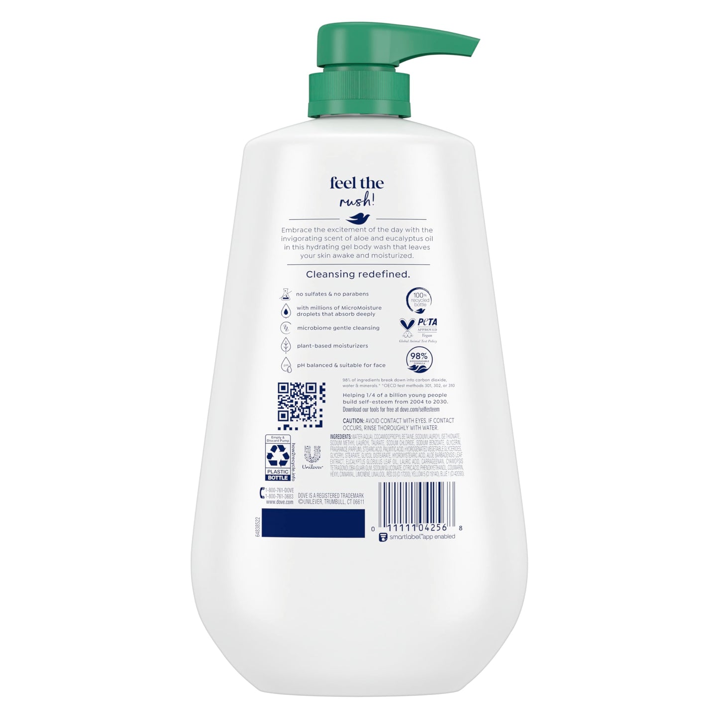 Dove Body Wash Deep Moisture for 24hr Lotion-Soft Skin Moisture Moisturizing Skin Cleanser with No Sulfates No Parabens 30.6 oz