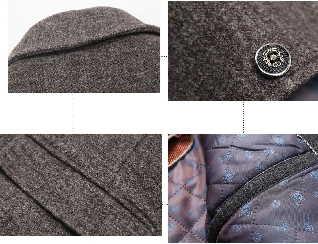 INVACHI Men's Wool Blend Pea Coat Warm Winter Trench Coat with Detachable Soft Scarf Single Breasted Overcoat