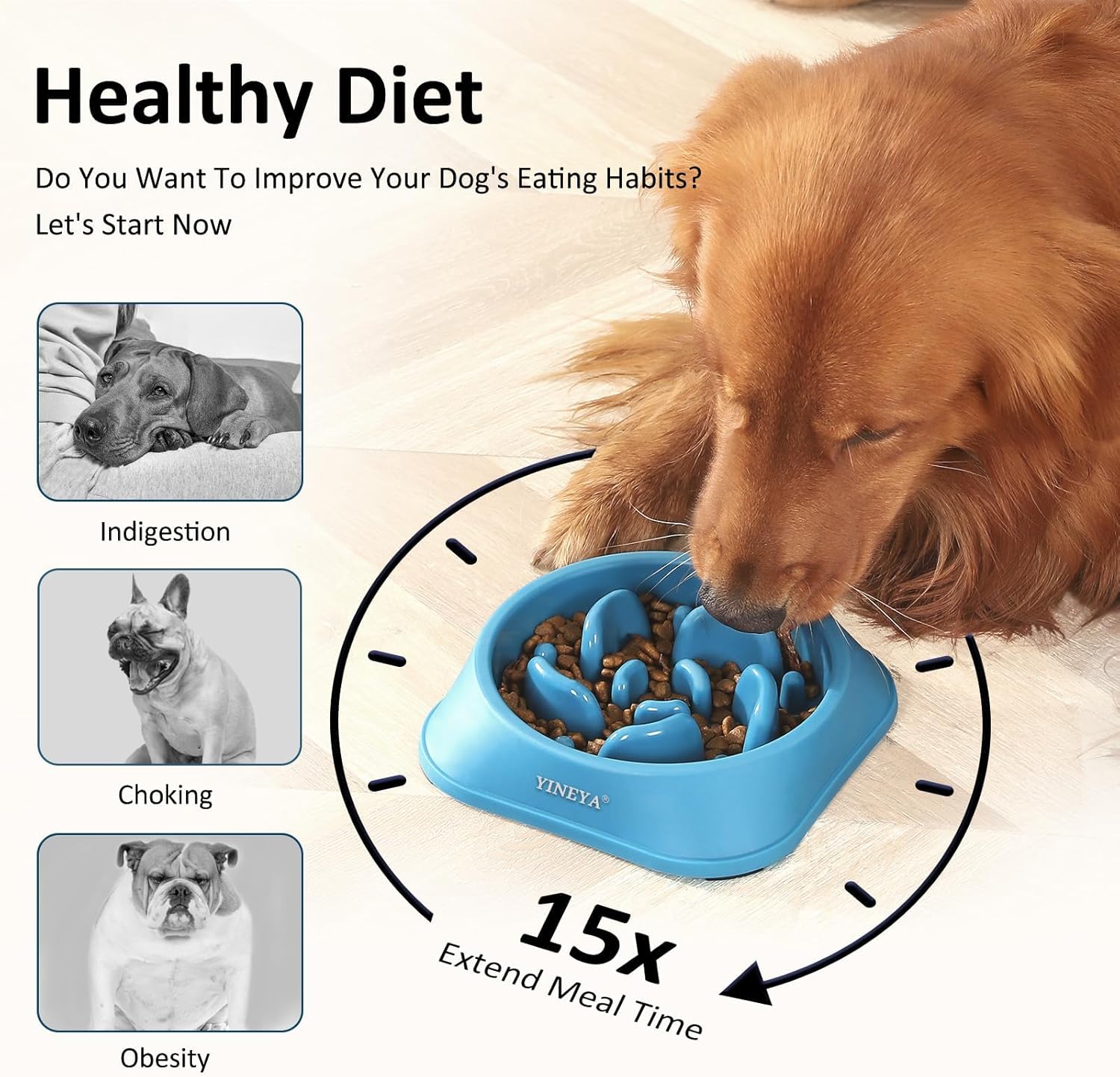 2PCS Slow Feeder Dog Bowls, Pet Supplies That Slow Down Eating, Pet Food Bowls, Maze Dog Puzzle Feeder for Medium Breed