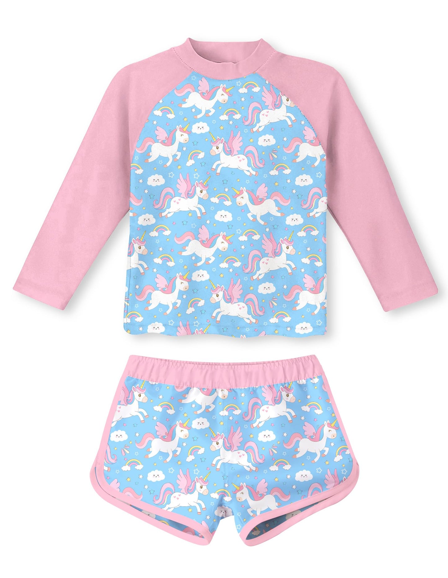 Vogseek Girls Rash Guard Two Pieces Swimsuit Long Sleeve Bathing Suit for 3-10 Years