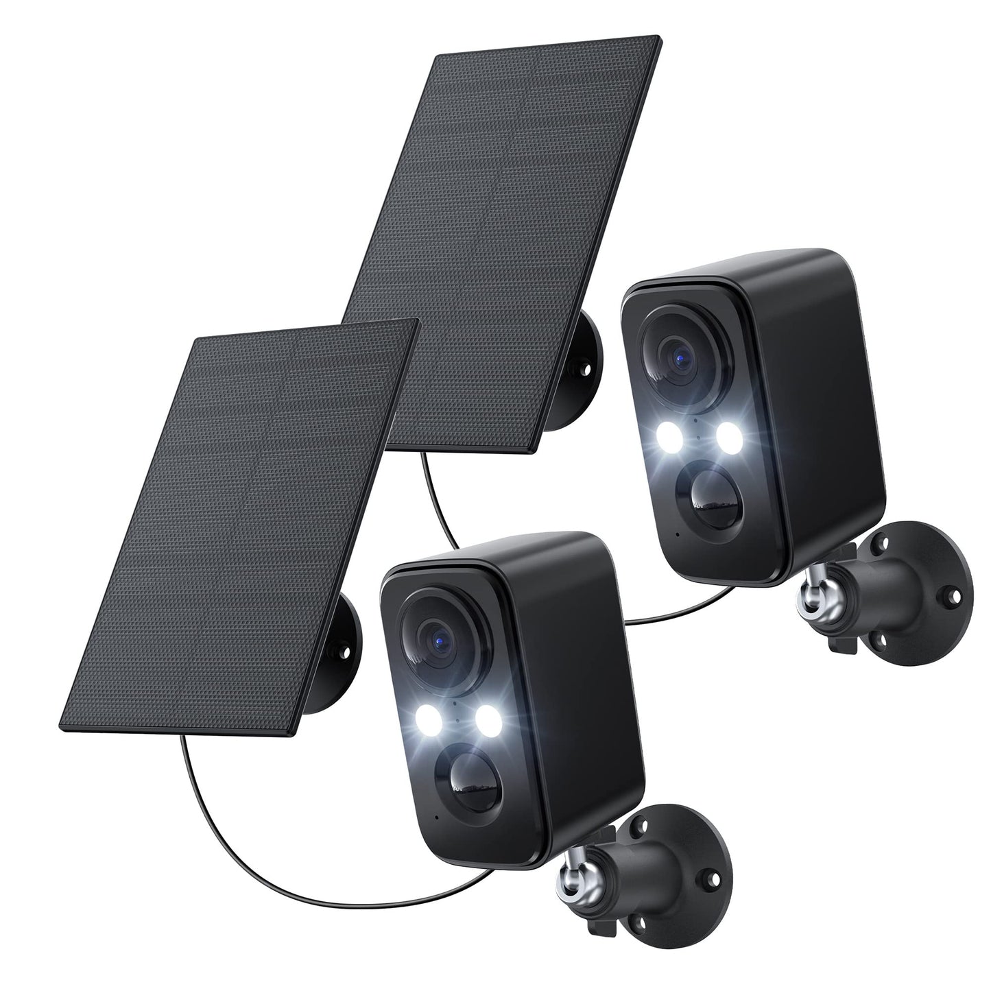 Security Cameras Wireless Outdoor: Cameras for Home Security WiFi Camera with Solar Panel Battery Powered Surveillance System Kit Motion Sensor Alarm Floodlight Night Vision IP66 Waterproof