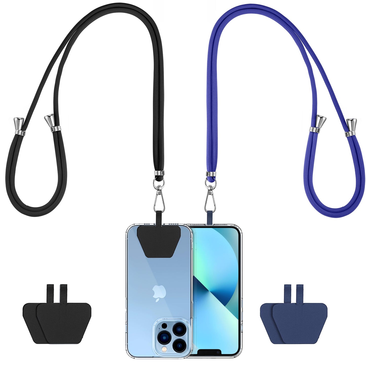 CACOE Cell Phone Lanyard 2 Pcs-1 Pcs Adjustable Neck Strap,1 Pcs Wrist Strap,2 Pcs Pads,Universal Crossbody,Multifuctional Compatible with Most Smartphones(Black)