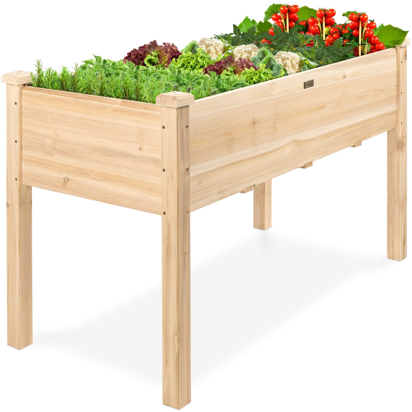 Best Choice Products 72x24x30in Raised Garden Bed, Elevated Wood Planter Box Stand for Backyard, Patio, Balcony w/Divider Panel, 6 Legs, 300lb Capacity - Acorn Brown