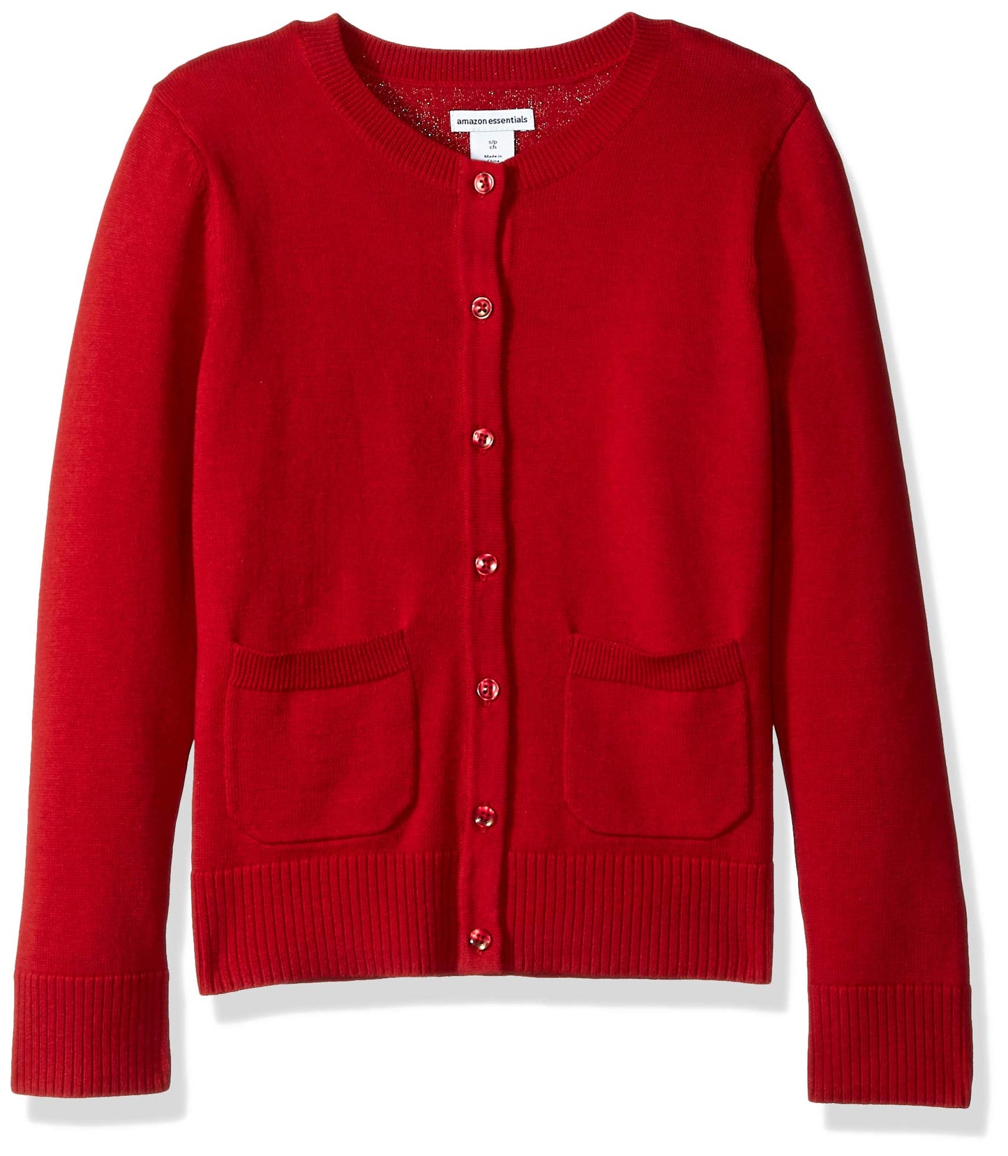 Amazon Essentials Girls and Toddlers' Uniform Slim Fit Crewneck Cardigan Sweater