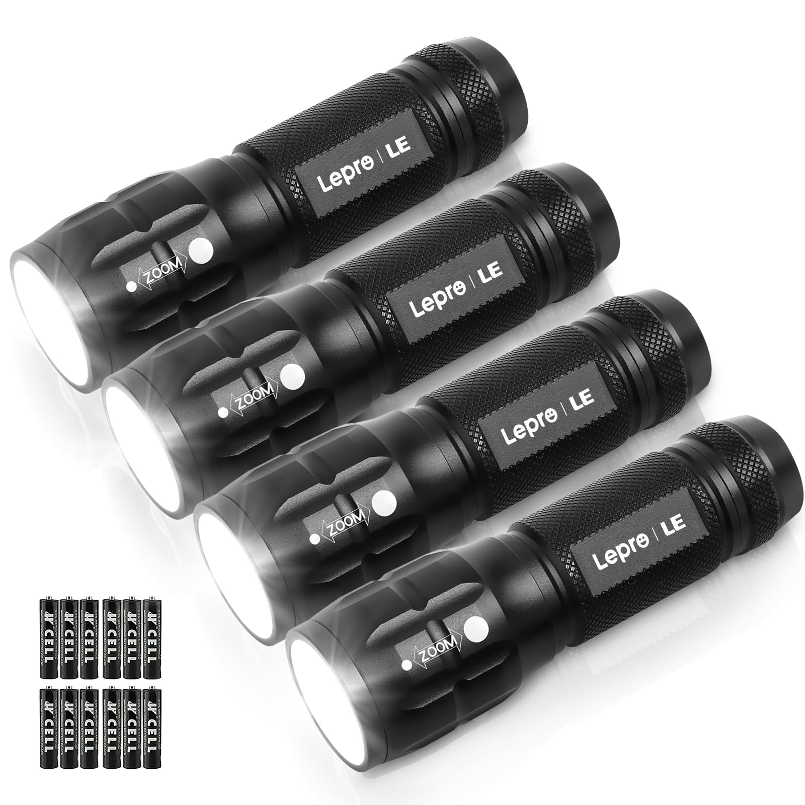 Lighting EVER LED Flashlights High Lumens, Small Flashlight, Waterproof, Adjustable Focus Flash Light for Outdoor, Emergency, AAA Batteries Included, Tactical & Camping Accessories