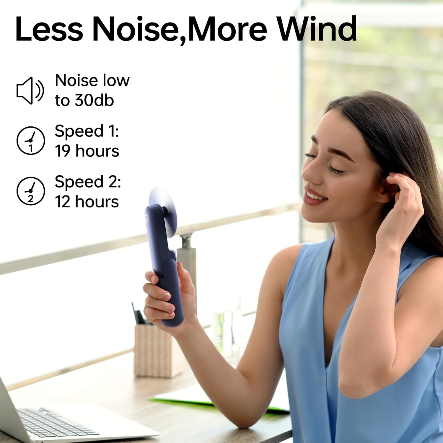 JISULIFE Portable Handheld Fan, Mini 3 In 1 with Rechargeable Battery, Personal Pocket Fan for Travel, Outdoor, USB Power Bank, Flashlight, Essential Ideal Gifts for Men/Women/Family/Friends - Blue