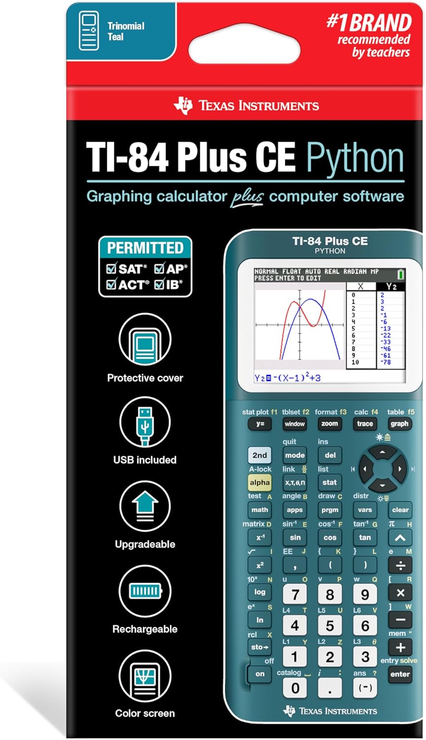 TI-84 Plus CE Graphing Calculator, Trinomial Teal