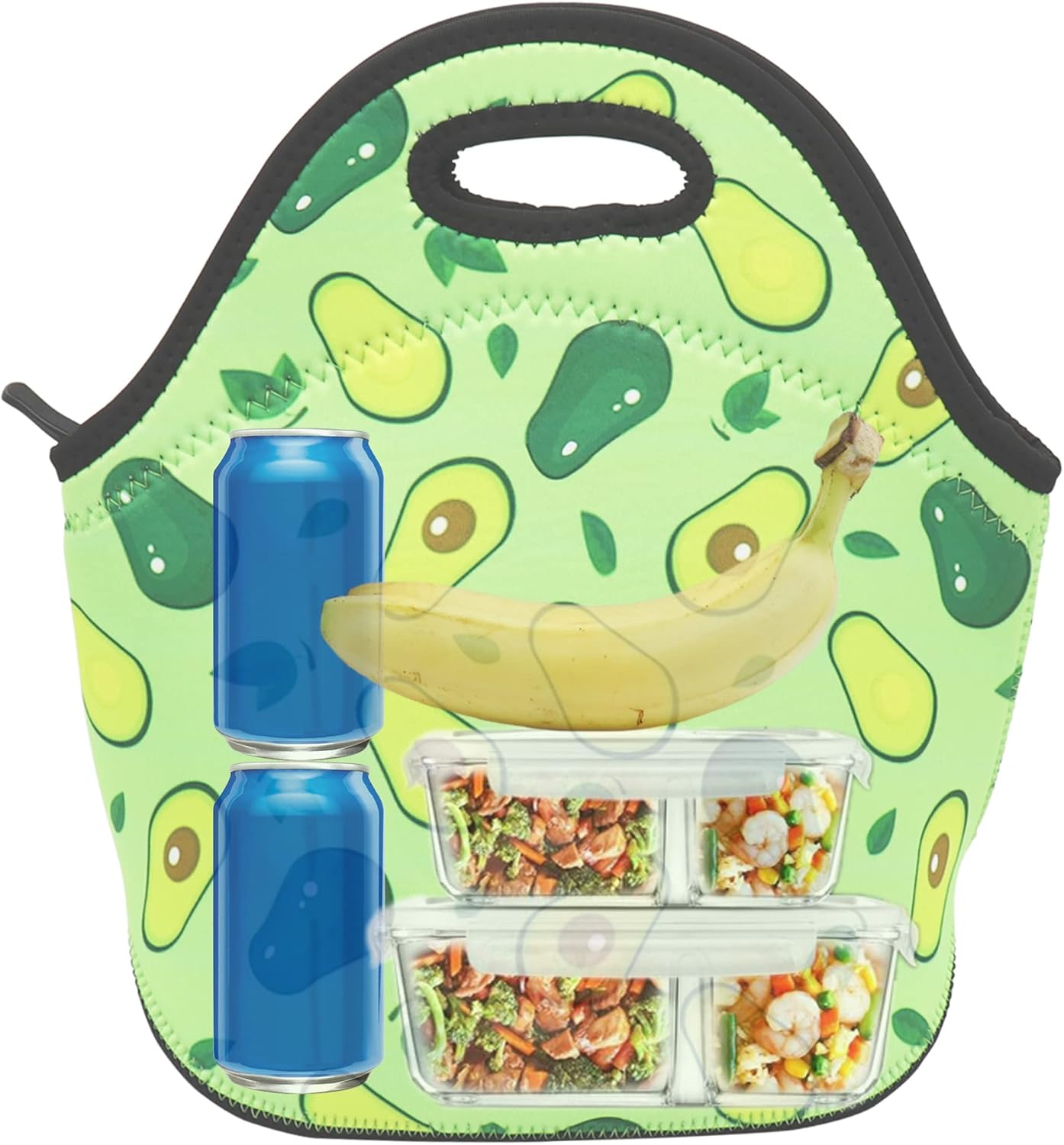Neoprene Lunch Bag for Kids, Insulated Lunch Box Tote for Women Men Adult Teens Boys Teenage Girls Toddlers (Avocado)