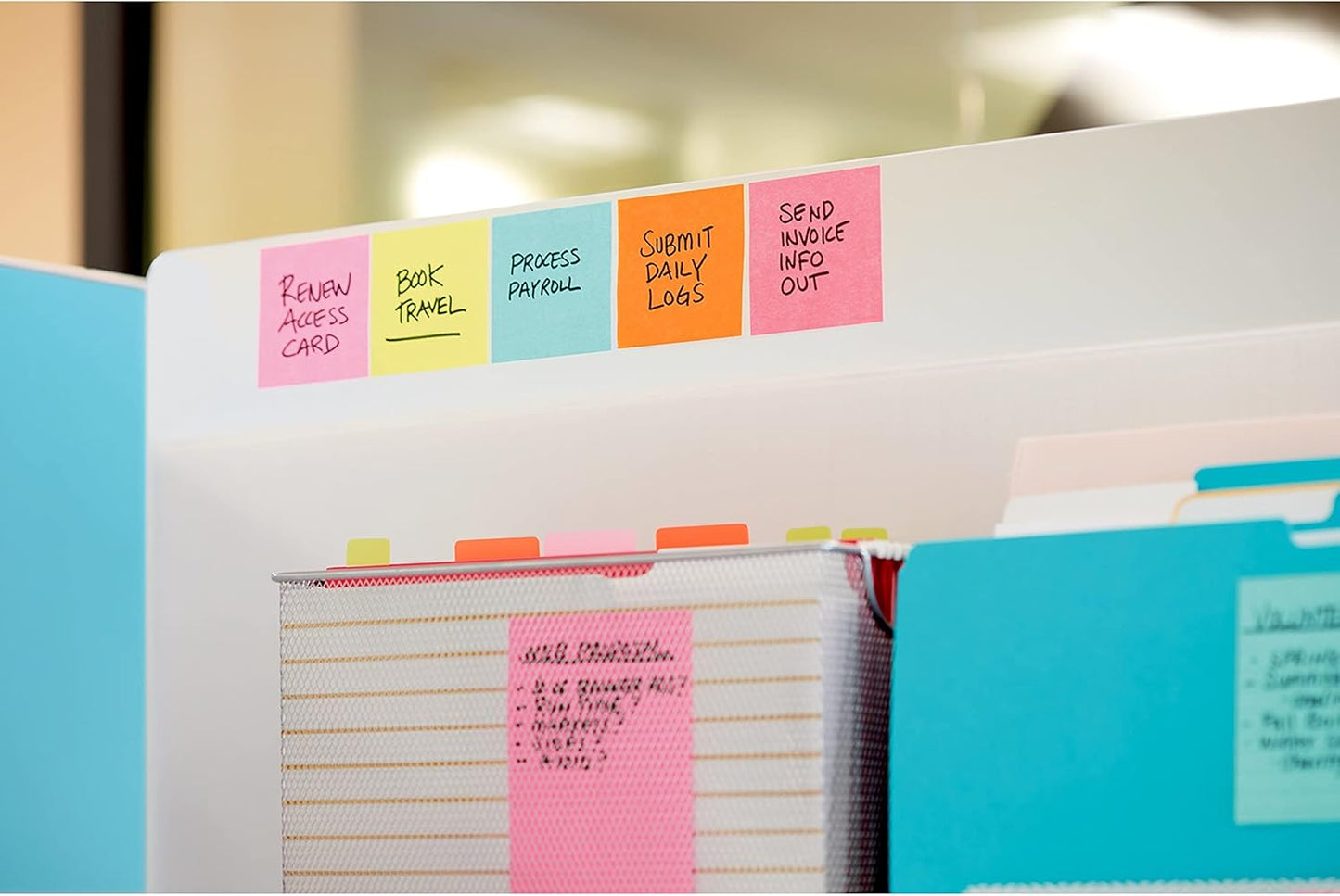 Post-it Super Sticky Notes, 24 Sticky Note Pads, 3 x 3 in., School Supplies, Office Products, Sticky Notes for Vertical Surfaces, Monitors, Walls and Windows, Supernova Neons Collection