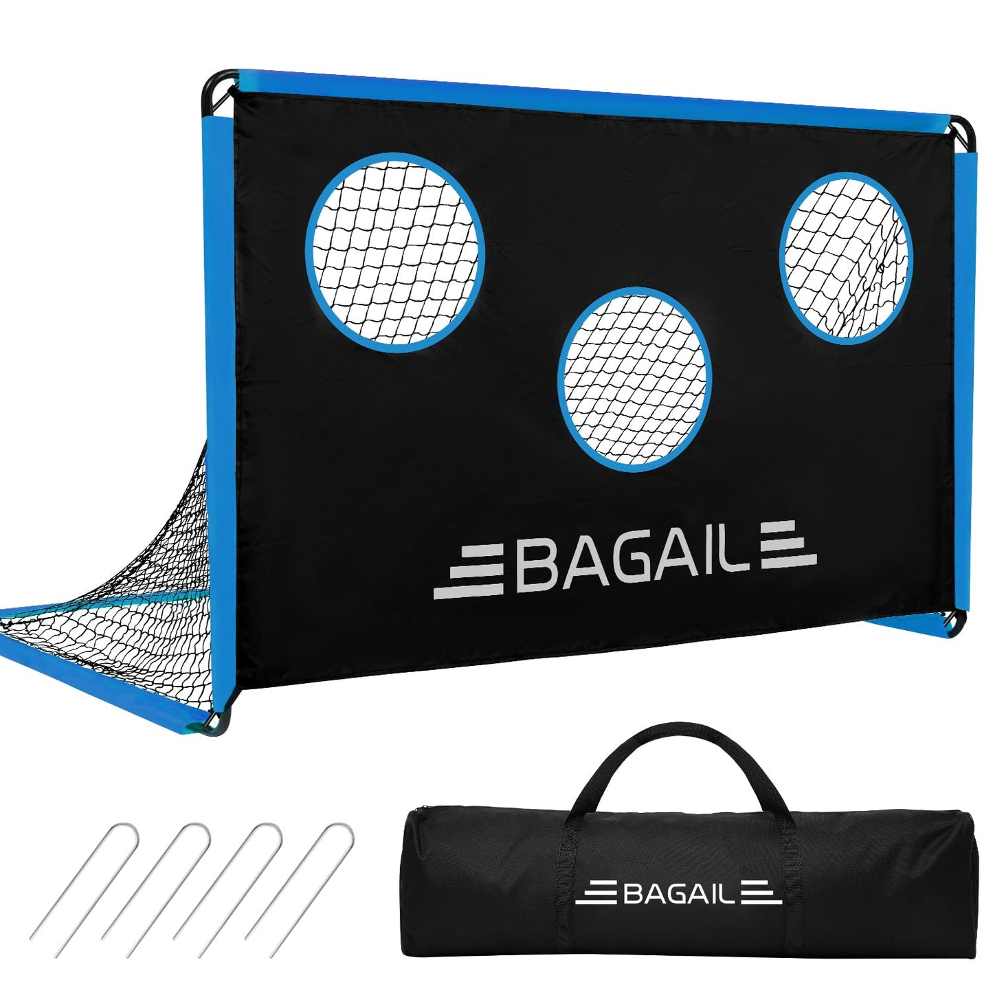 BAGAIL Soccer Goal, 2-in-1 Soccer Net with Targets, 6x4 FT Pop Up Soccer Trainer for Backyard with Detachable Target Cloth and Carry Bag, Indoor Outdoor Fun Soccer Game