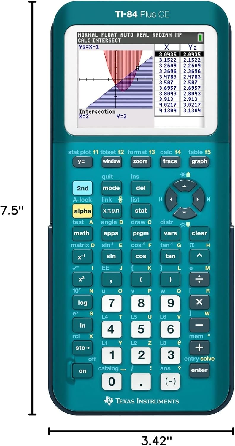Texas Instruments TI-84 Plus CE Color Graphing Calculator, Teal (Metallic)