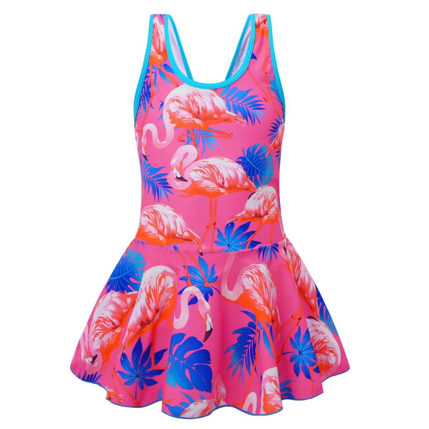 Akokvlar Girl One Piece Swimsuit with Skirt Bathing Suit Swimwear 3-16Y