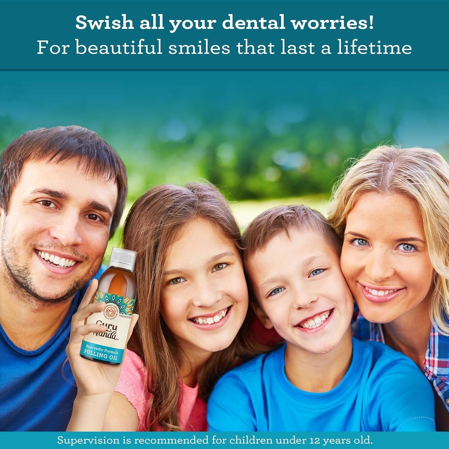 GuruNanda Original Oil Pulling Mouthwash, Promotes Deep Cleaning, with Coconut & Sesame for Teeth & Gum Health & Fresh Breath, Alcohol-Free, 8.45 Fl Oz
