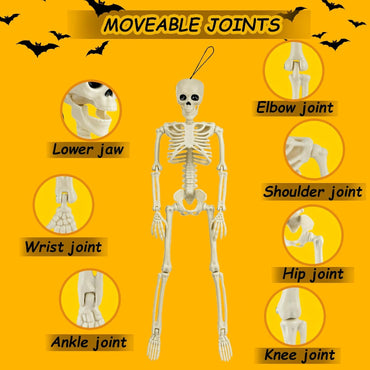6 Packs Skeleton Halloween Decorations Outdoor with 16" Full Body Posable Joints Skeletons Decor, Halloween Party Decor Indoor, Garden Yard Lawn Graveyard Haunted House Props Spooky Party Decorations