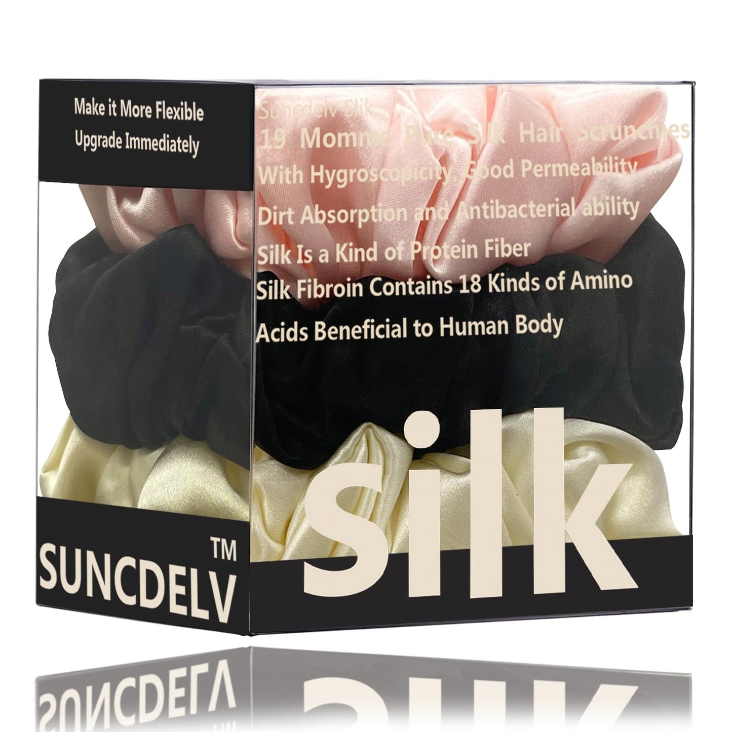 Silk Hair Towel, Friction-Resistant, Amino Acid-Rich, Durable, Breathable (6PCS(Bean Paste, Rose Gold, Rice White))