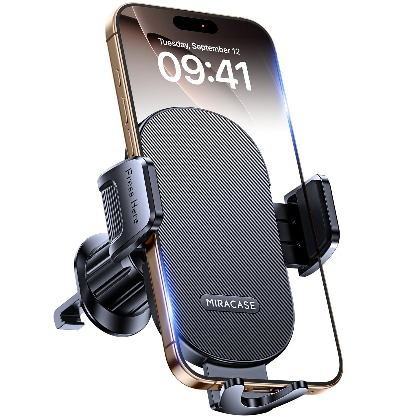 Miracase Phone Holders for Your Car with Metal Hook Clip, Air Vent Cell Phone Stand Car Mount, Universal Automobile Cradle Fit for iPhone Android and All Smartphones, Dark Black