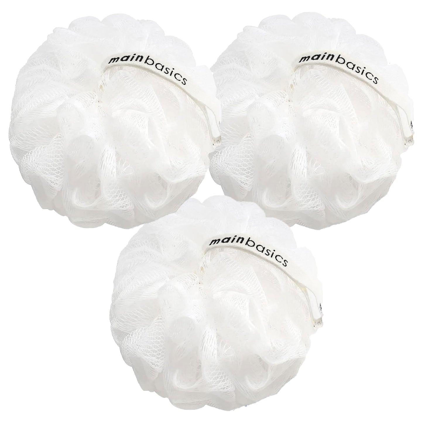 MainBasics Bath Shower Loofah Sponge Pouf Body Scrubber Exfoliator Body Wash Sponge (Set of 3, Airy Blossom)