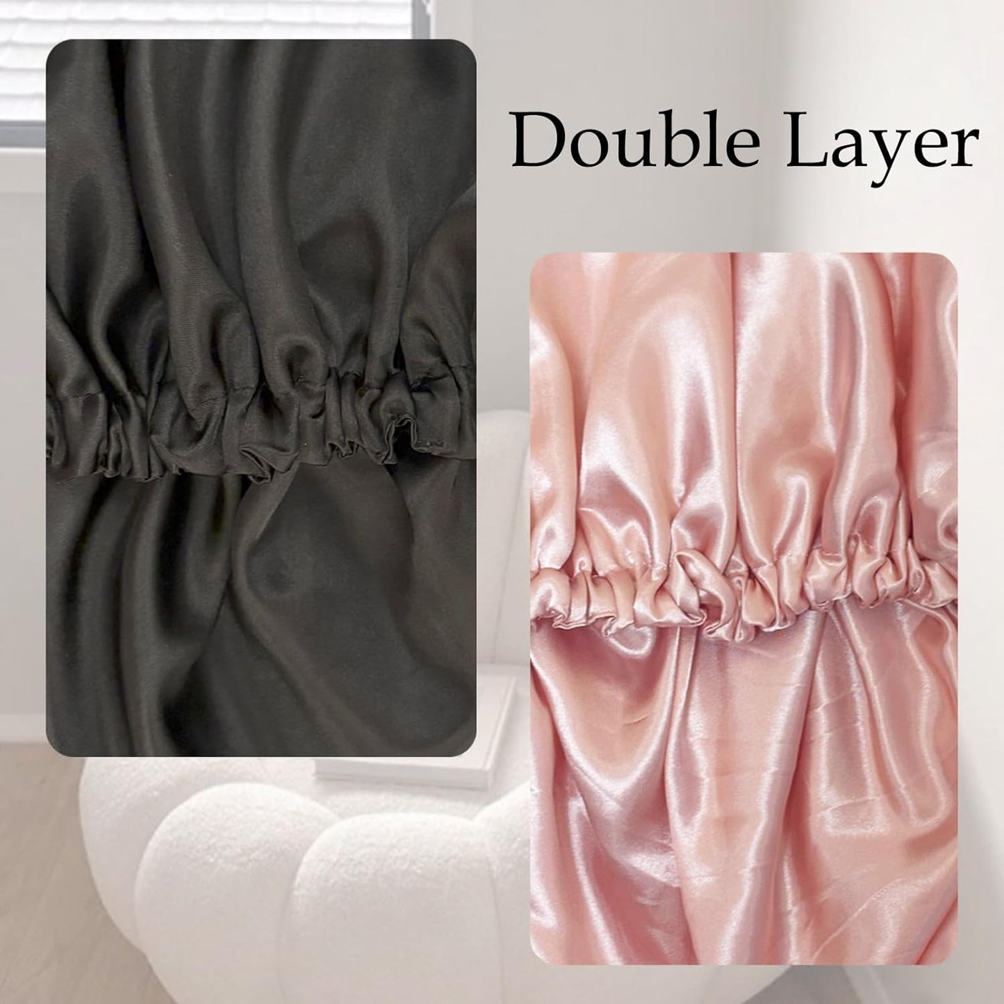 2 PCS Satin Bonnet Double Layer Sleep Hair Silk Bonnet for Sleeping Women Curly Natural Hair