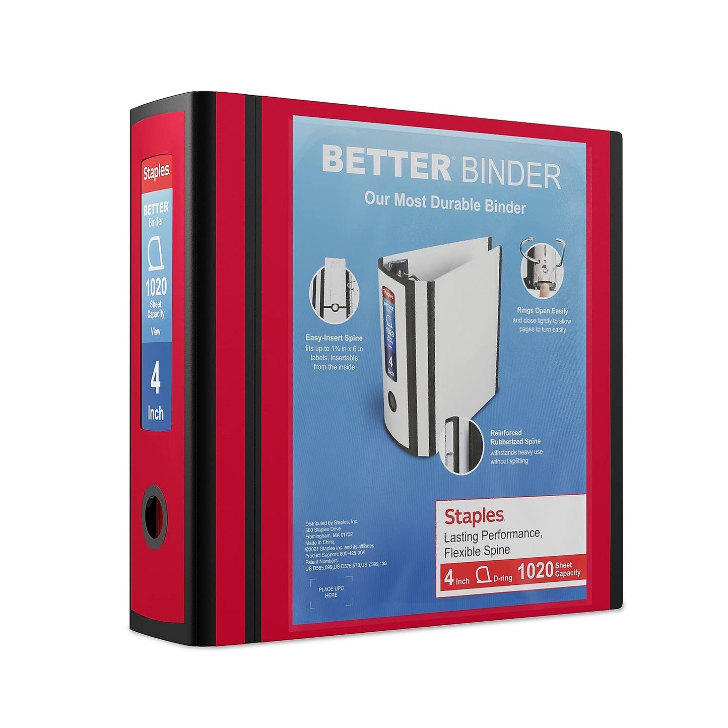 STAPLES 3 Inch BetterView Binder with D-Rings (Teal)