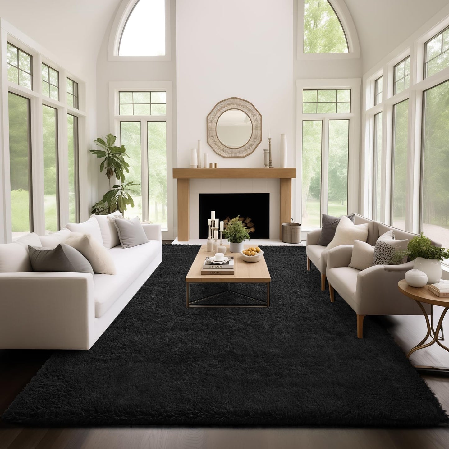 Ophanie Area Rugs for Bedroom Living Room, Grey Fluffy Fuzzy Shag Shaggy Soft Plush Carpet, 4x6 Indoor Floor Gray Rug for Kids Home Dorm Decor Aesthetic