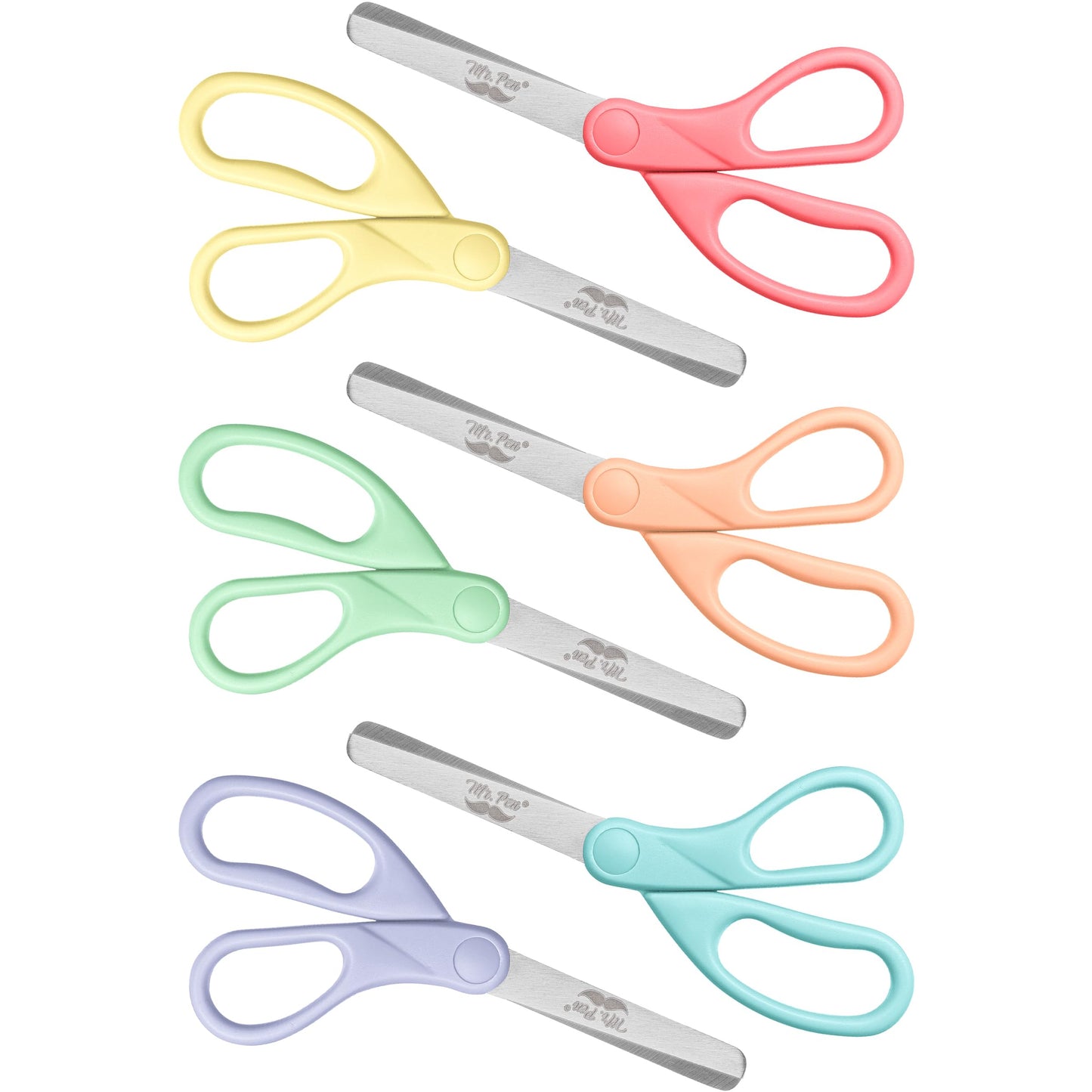 Mr. Pen Kids Scissors - 6 Pack, 5 Inch, Colored Toddler Safety Scissors for Kids, School & Preschool