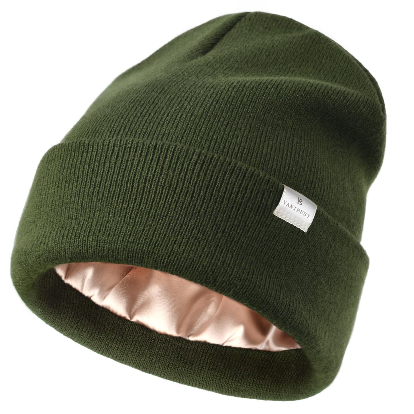 YANIBEST Womens Satin Lined Knit Beanie Hat Acrylic Winter Hats for Women Men Silk Lining Soft Slouchy Warm Cuffed Beanie Hat