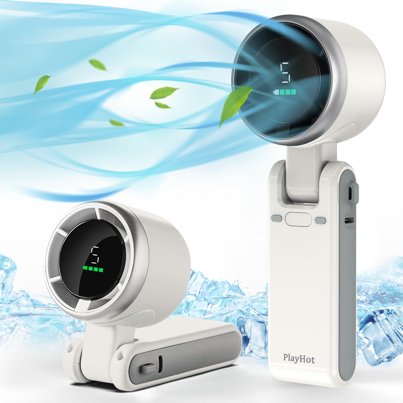 Portable Handheld Turbo Fan, 5 Gear Wind, Battery Operated, Up to 12 Working Hours, 3 IN 1 Hand Fan with Air Turbo Tech Cooling Fan for Outdoor Activities, Travel, Beach (Black)