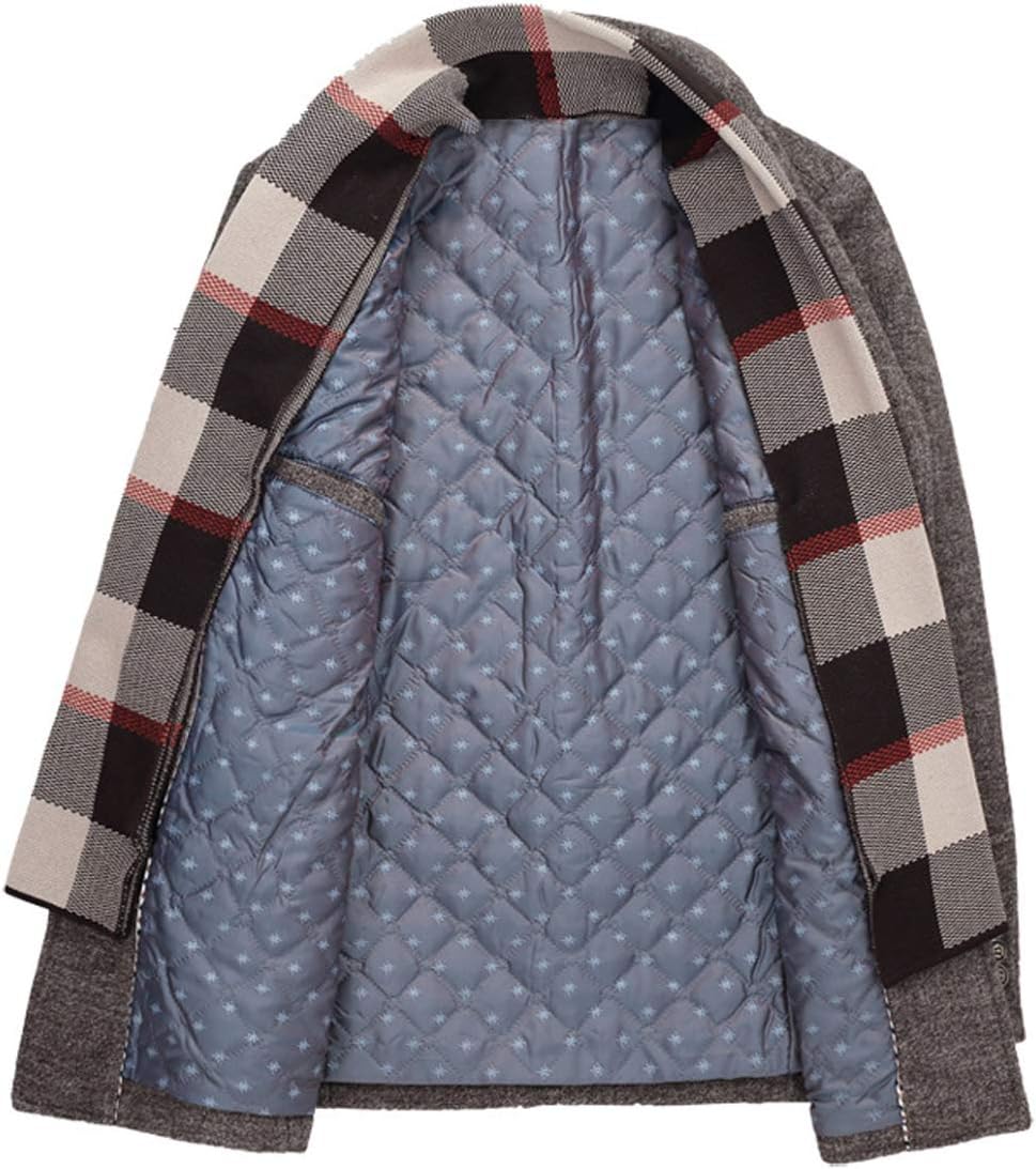 INVACHI Men's Wool Blend Pea Coat Warm Winter Trench Coat with Detachable Soft Scarf Single Breasted Overcoat