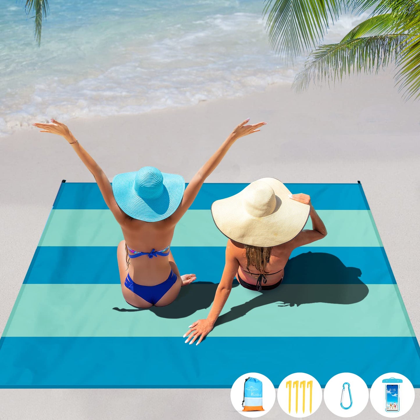 Beach Blanket Oversized Extra Large 78" X 81",Waterproof Sandproof Beach Blanket 1-7 Adults Lightweight Durable for Travel Camping Hiking Picnic