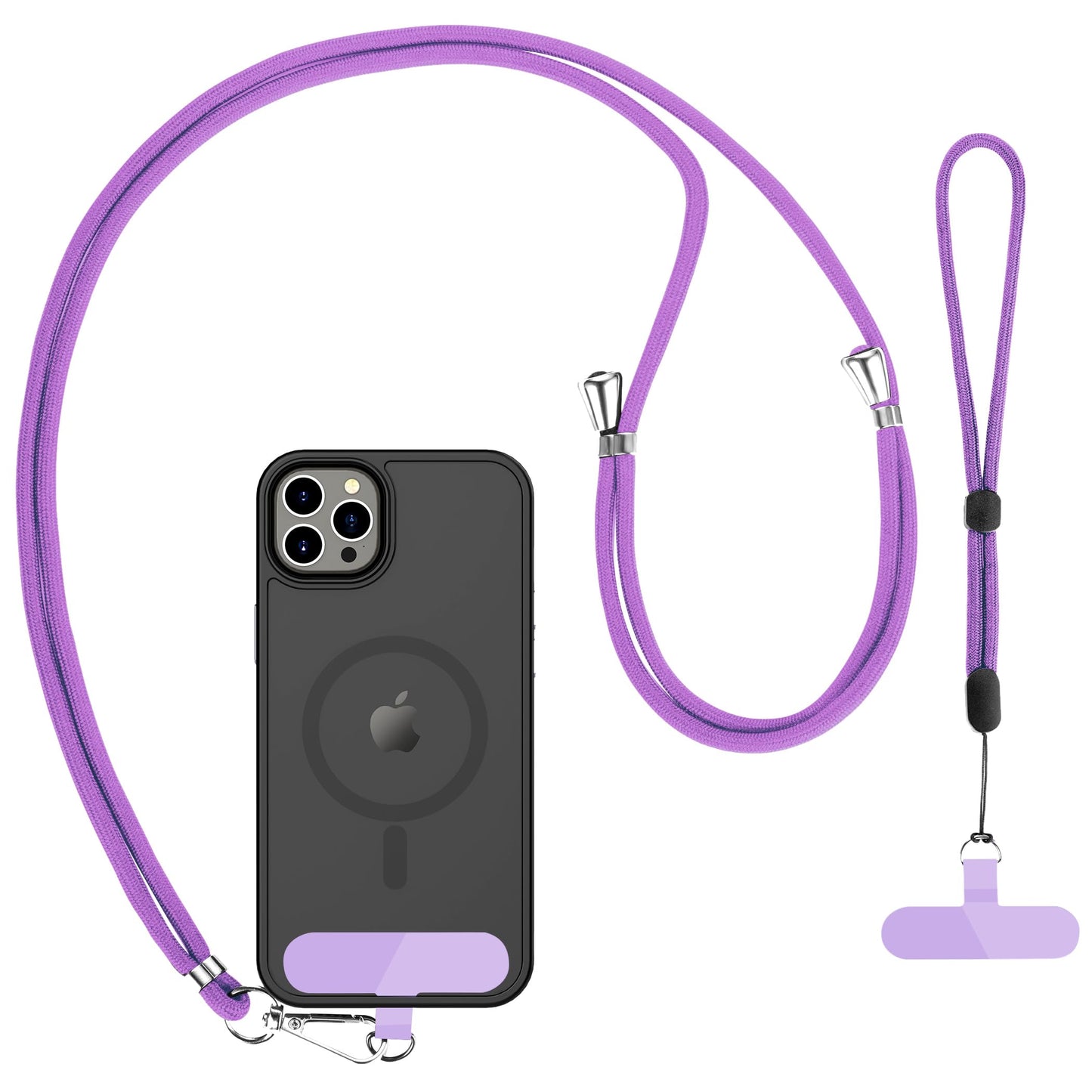 CACOE Cell Phone Lanyard 2 Pcs-1 Pcs Adjustable Neck Strap,1 Pcs Wrist Strap,2 Pcs Pads,Universal Crossbody,Multifuctional Compatible with Most Smartphones(Black)