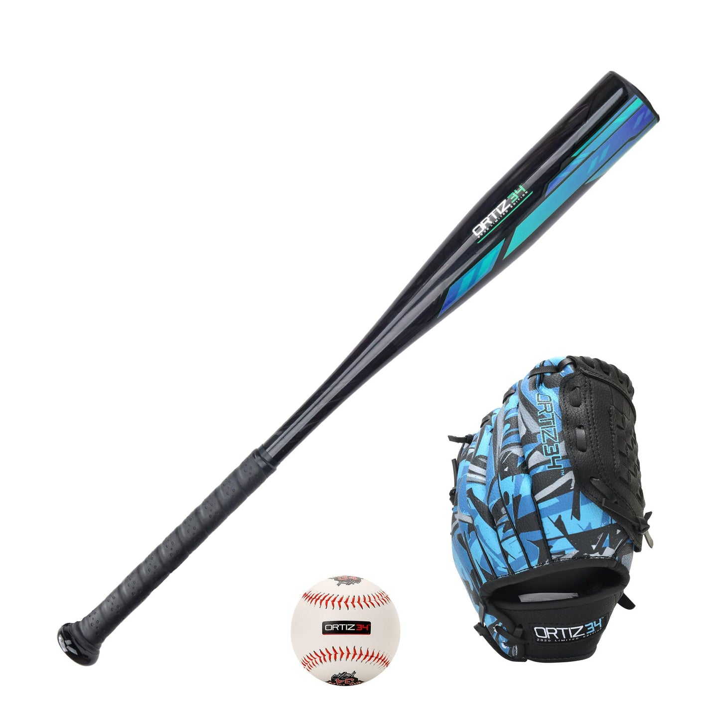 Youth T-Ball Set, 25” Signature Aluminum T-Ball Bat with -10 Drop, Foam Core T-Ball, 9” Lightweight Youth Glove, Vibrant Graffiti Print