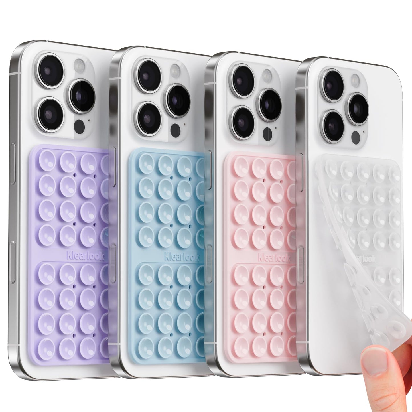 Klearlook Silicone Suction Cup Phone Case Mount Double Sided, Sticky Phone Grip with Higher Suction Power for Cell Phone, Hands-Free Phone Accessories Holder for Selfies and Videos, Transparent