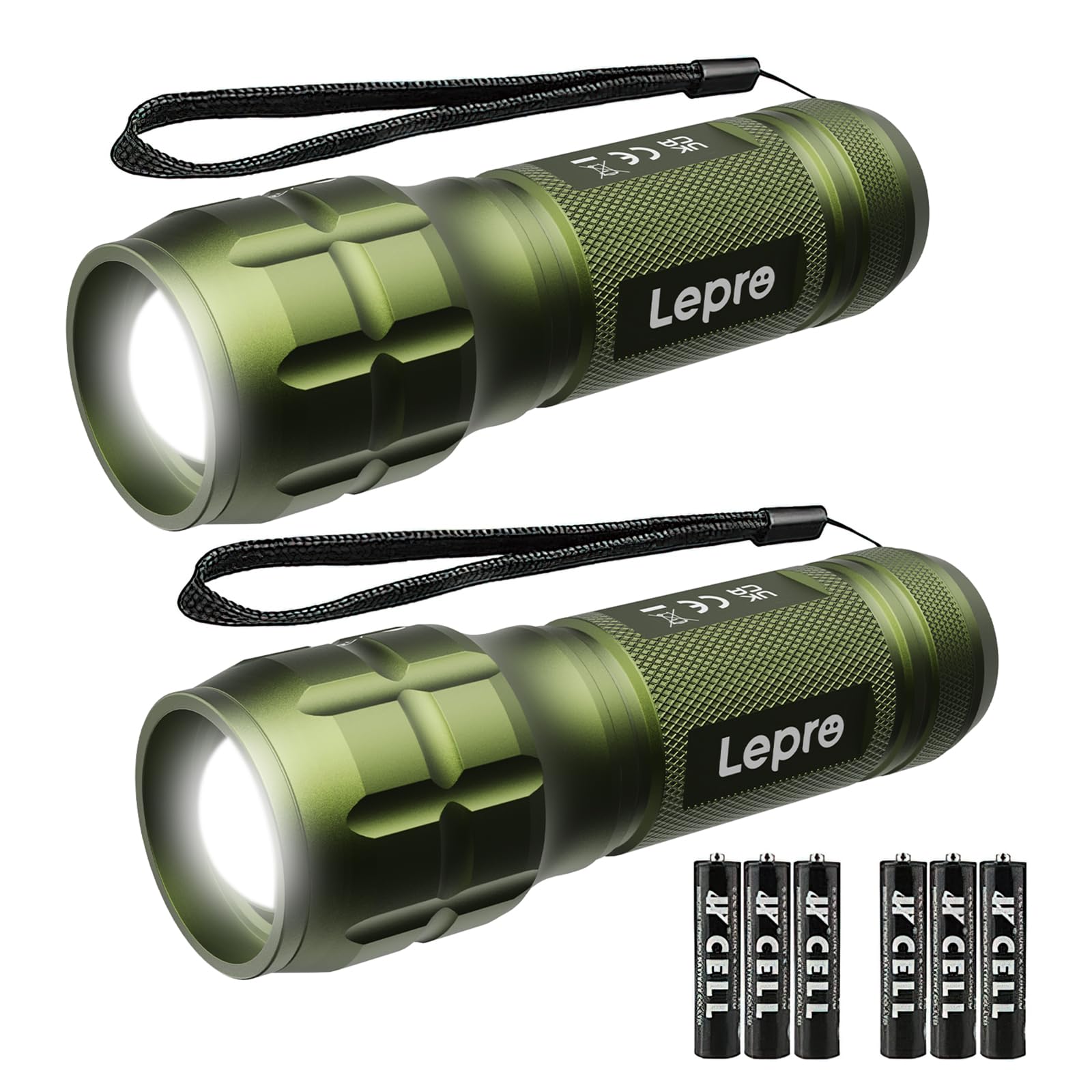 Lighting EVER LED Flashlights High Lumens, Small Flashlight, Waterproof, Adjustable Focus Flash Light for Outdoor, Emergency, AAA Batteries Included, Tactical & Camping Accessories