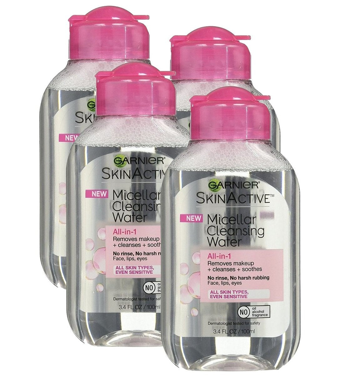 Garnier Micellar Cleansing Water, All-in-1 Makeup Remover and Facial Cleanser, For All Skin Types, 3.4 Fl Oz (100mL), 1 Count (Packaging May Vary)
