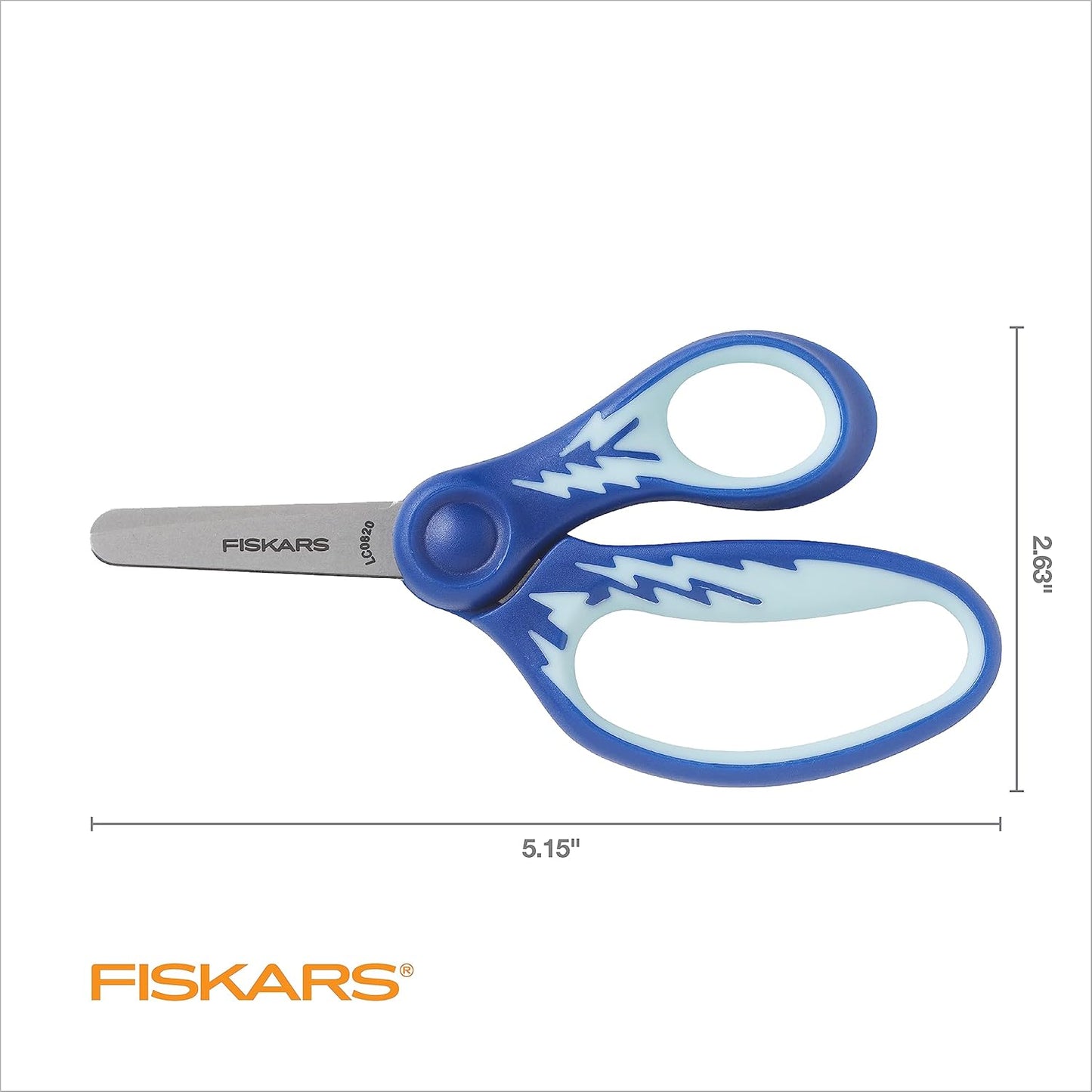 Fiskars 5" SoftGrip Blunt-Tip Scissors for Kids Ages 4-7, Scissors for School or Crafting, Back to School Supplies, Blue Lightning