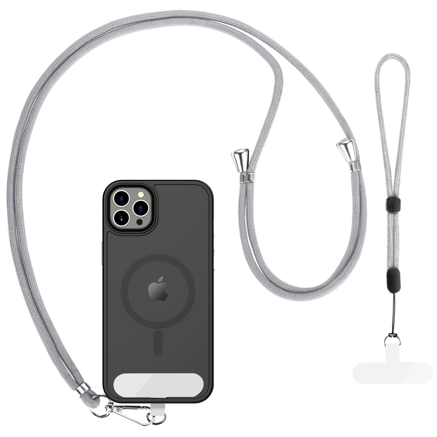 CACOE Cell Phone Lanyard 2 Pcs-1 Pcs Adjustable Neck Strap,1 Pcs Wrist Strap,2 Pcs Pads,Universal Crossbody,Multifuctional Compatible with Most Smartphones(Black)