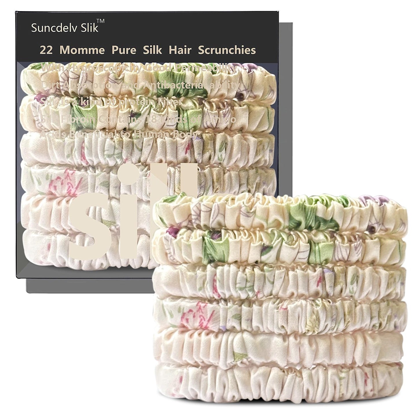 Silk Hair Towel, Friction-Resistant, Amino Acid-Rich, Durable, Breathable (6PCS(Bean Paste, Rose Gold, Rice White))